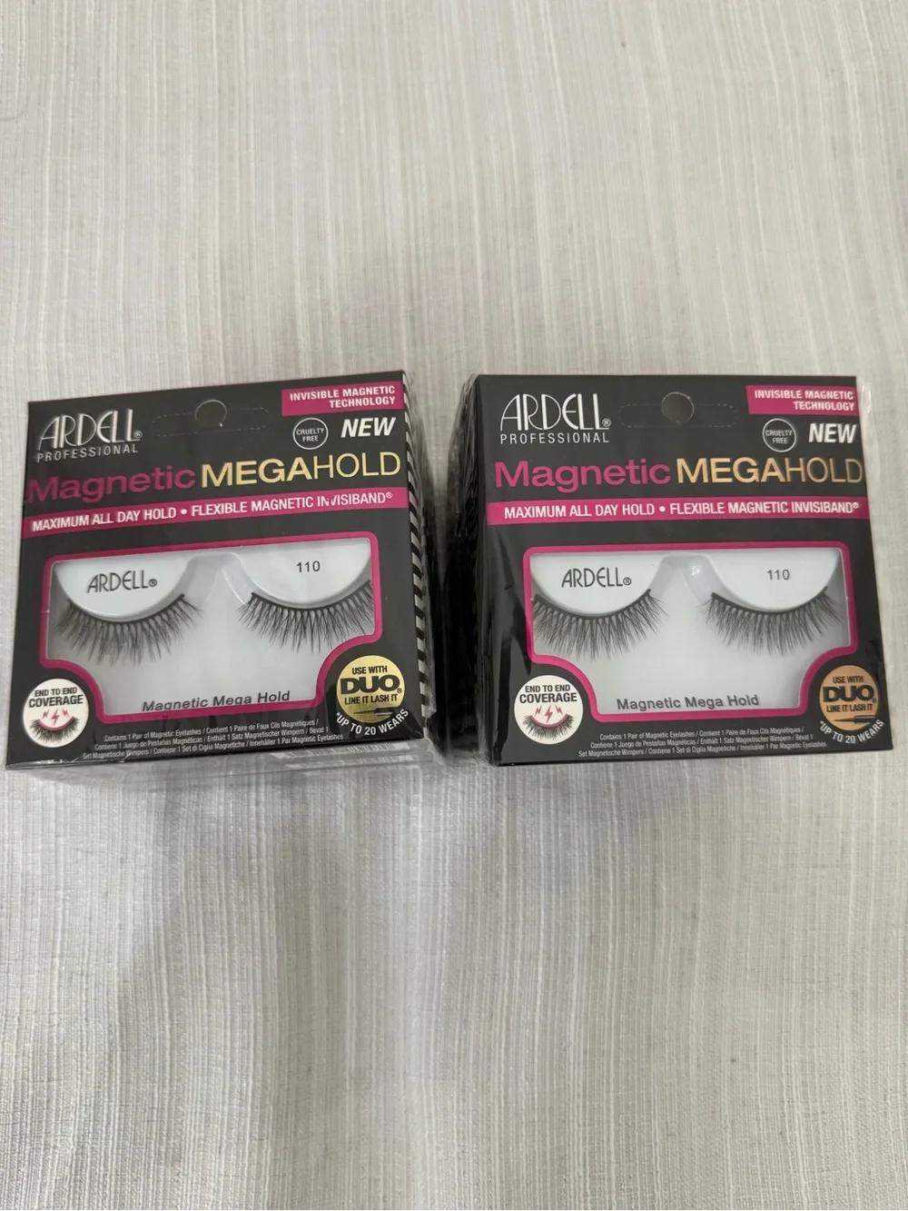 Ardell Magnetic Mega Hold False Lashes - Black with Pink Accents 8 Pack Bundle